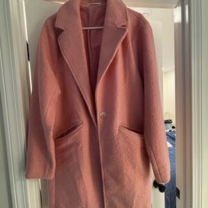 Women’s Pink Wool-Blend Long Coat